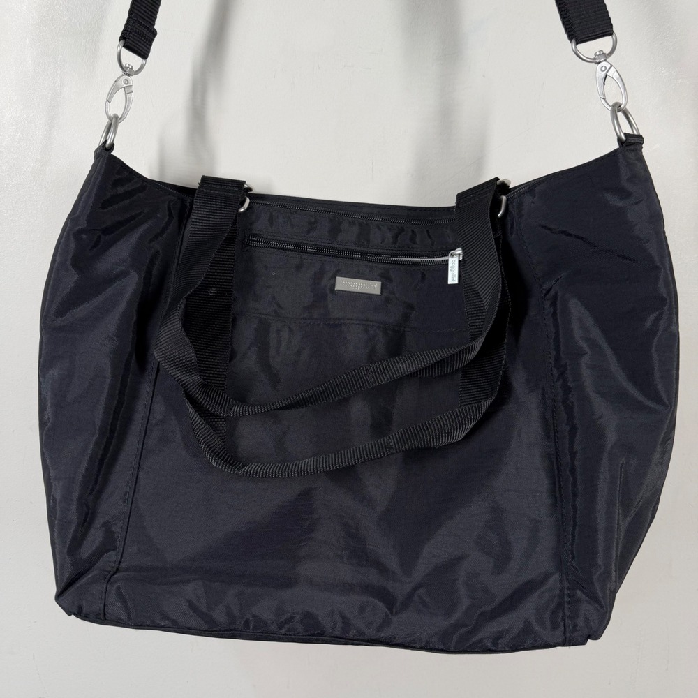 Baggallini All Around Tote Black Nylon Crossbody Shoulder Travel Bag Tech Sleeve